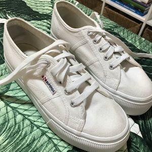 Superga white platform sneakers